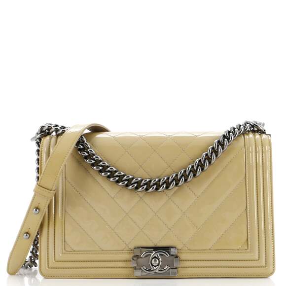 Chanel Boy Flap Bag Chevron Patent New #183487C24B - Picture 1 of 9